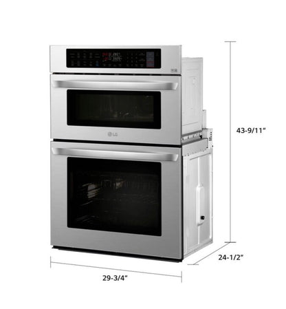 30 Inch Self Cleaning Microwave Wall Oven Combo (Stainless Steel) (New)