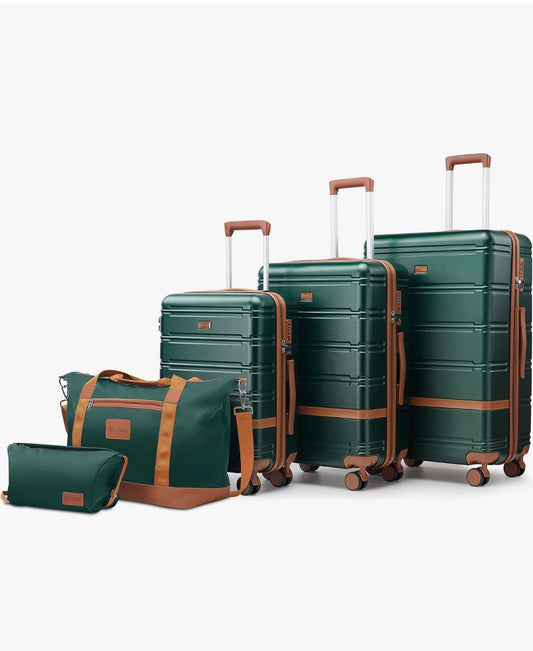 Neisia Luggage Sets 3 Piece with Spinner Wheels, PC+ABS Hard Shell Travel Luggage, Lightweight Carry-On Suitcases with TSA Lock, YKK Zippers (Dark Green) (New in Box)