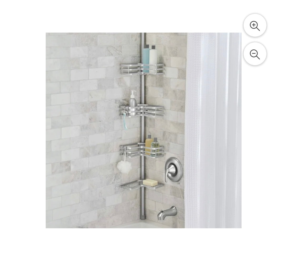 Better Homes & Gardens Adjustable Rust-Resistant Satin Nickel Tension Pole Shower Caddy 3 Tier, 5-9ft.