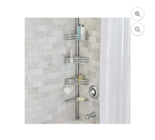 Better Homes & Gardens Adjustable Rust-Resistant Satin Nickel Tension Pole Shower Caddy 3 Tier, 5-9ft.