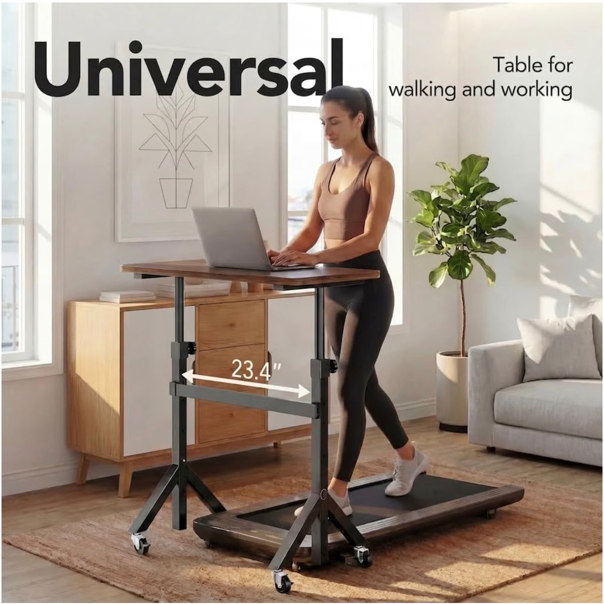 28 Inch - 46 Inch Small Standing Desk Adjustable Height Mobile Stand Up Desk with Wheels, Portable Rolling Deskfor Walking Pad and Treadmill, Computer Laptop Desk for Home/Office Space (Black Walnut) (New in Box)