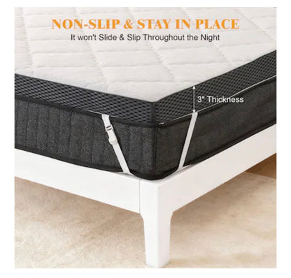 3 Inch Twin Sized Memory Foam Mattress Topper - Pressure Relief Toppers with Washable Cover and High-Density Foam (White) (New in Box)