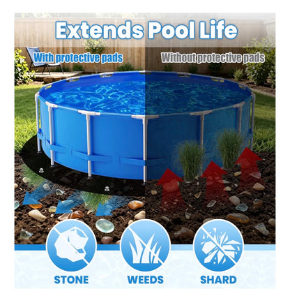 21 Foot Rounf Pool Liner Pad for Above Ground Pools, 300GSM Heavy Duty Thickened Pool Pad with Grommets & Stakes, Anti-Shift Underlay Mat, Puncture & Weed Proof Pool Ground Mat