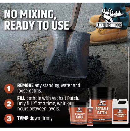Asphalt Patch 44 lbs Pail Ready to Use Pothole Repair for Driveways, Parking Lots, Paths & Roads-All-Weather Application (New)