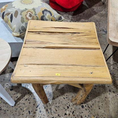 Rustic Log Side Table