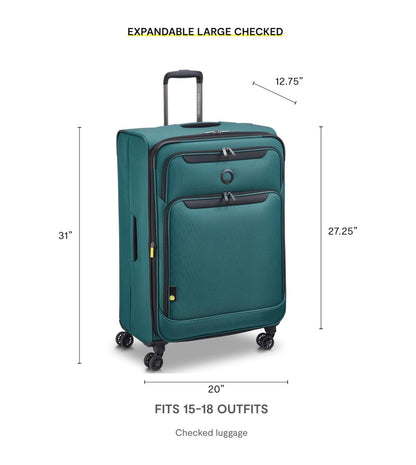 Delsey Paris Sky Max 3.0, 28 Inch Checked Large Luggage Checked-In Suitcase, Softside, Lightweight Durable Construction, Double Spinner Wheels, Soft Touch Carry Handle (Teal Blue) (New in Package)