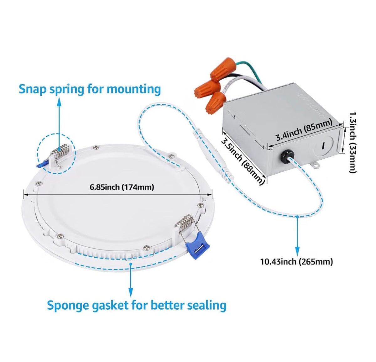 Torchstar 4 Pack 6 Inch Ultra-Thin LED Recessed Light, 2700K 12W 100W Eqv. Dimmable Slim LED Downlight with Junction Box, ETL and Energy Star Certified Soft White (New in Box)