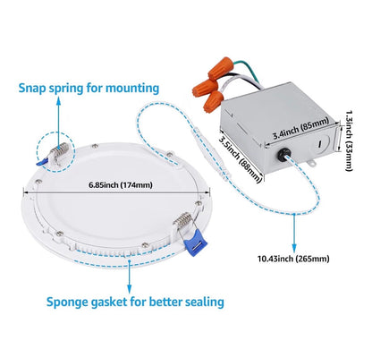 Torchstar 4 Pack 6 Inch Ultra-Thin LED Recessed Light, 2700K 12W 100W Eqv. Dimmable Slim LED Downlight with Junction Box, ETL and Energy Star Certified Soft White (New in Box)