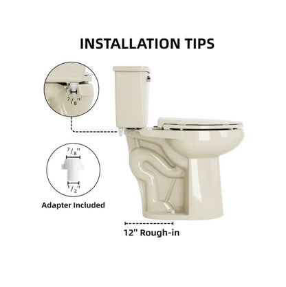 XH Bone 21 Inch Elongated Extra Tall 12 Inch Rough In 1.28 GPF Soft Close 2 Piece Toilet (New in Box)