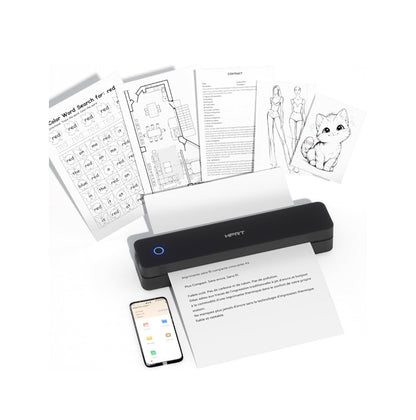 HRRT Portable Printer Wireless for Travel, Bluetooth Inkless Thermal Printer Support for 8.5 Inch X 11 Inch US Letter, Compatable with IOS and Android, Laptop for Office and Home (Black) (New in Box)