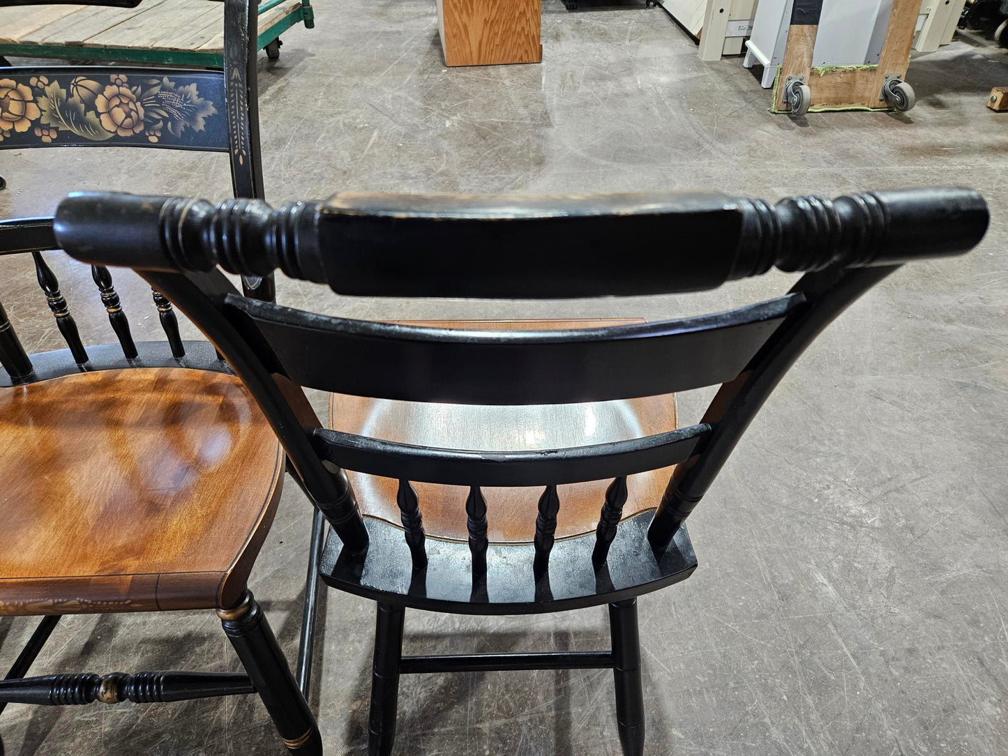 Lambert Hitchcock Ebonized and Gilt Ornate Maple Dining Chairs