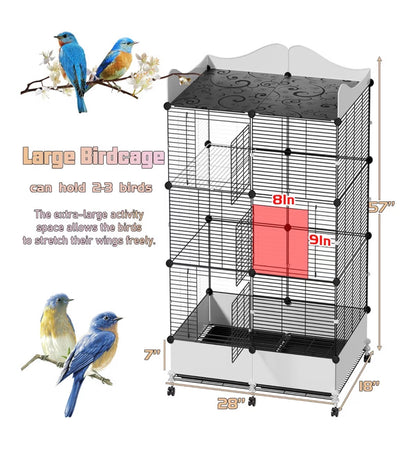 Encrypted Bird Cage Large Bird Cages 57 Inch Top Storage Space, Bottom Splash Guard with Essential Bird Supplies Durable & Spacious (New In Box)