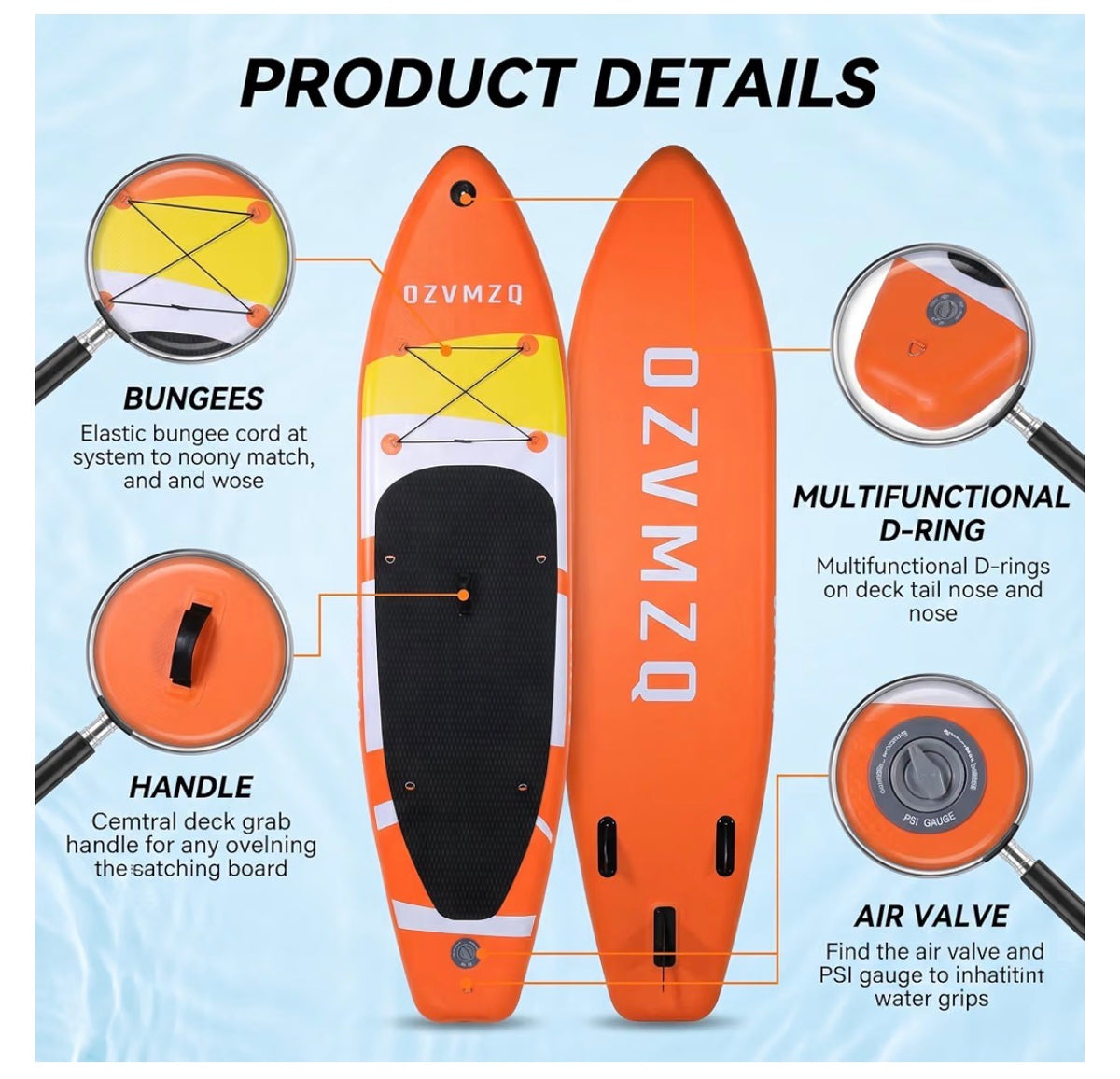 Standup Paddle Board Inflatable (Orange) (New in Box)