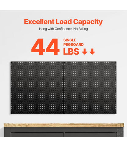 Vevor Metal Pegboard Panels, 24 Inch X 12 Inch Pegboard, 4 Panels, Heavy Duty Steel Peg Board Wall Organizer, for Living Room, Garage, Tool Storage Workbench, Office Organization Craft Room, Kitchen (Black) (New in Box)