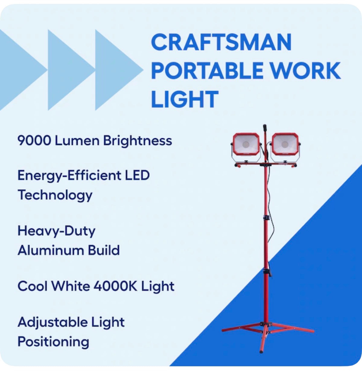 9000 Lumens LED Plug-in Portable Work Light (Red) (New in Box)