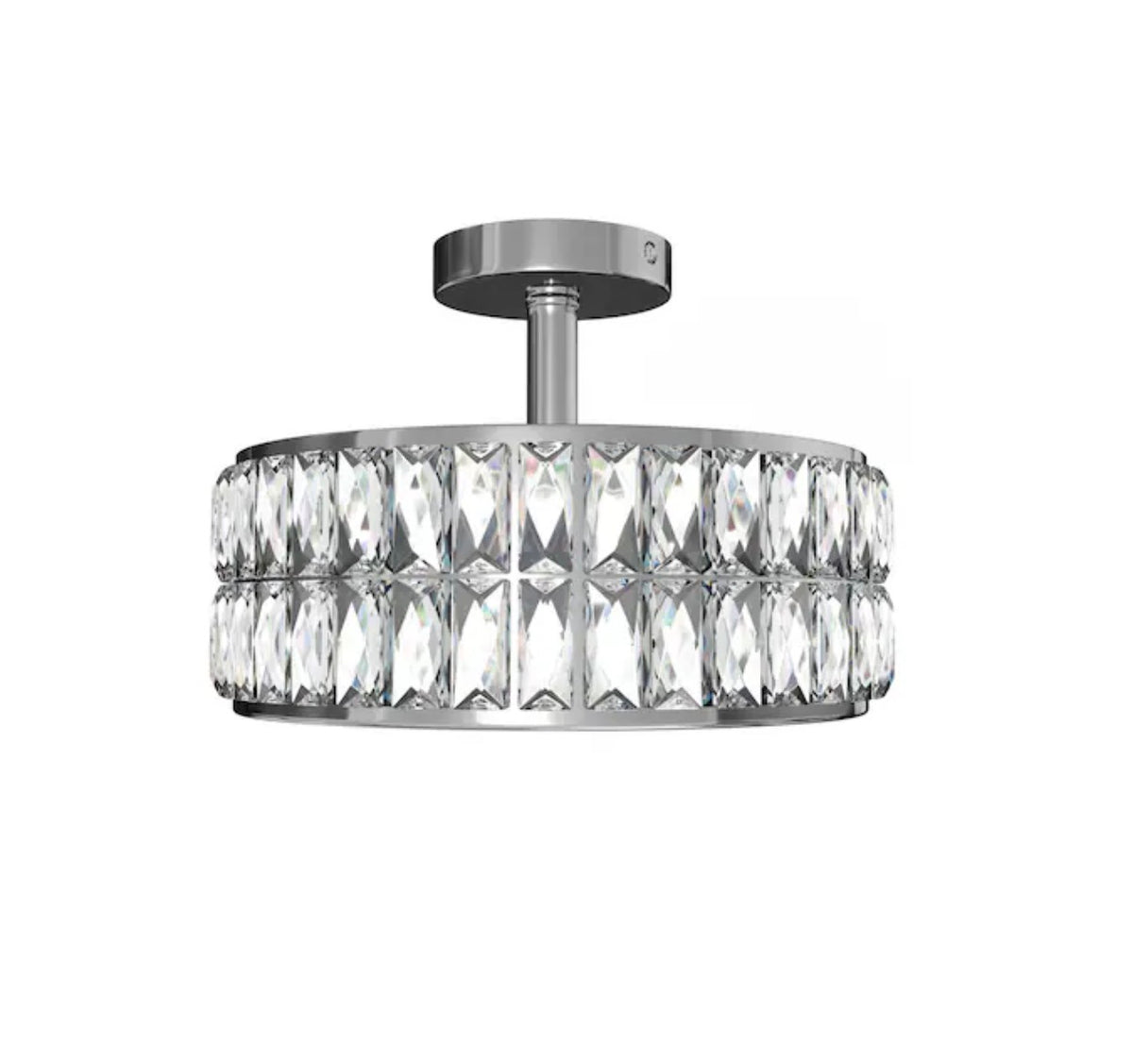 Willow 12.72 Inch Chrome Indoor 1 Light LED Semi-Flush Mount Light with Frosted Glass (New in Box)