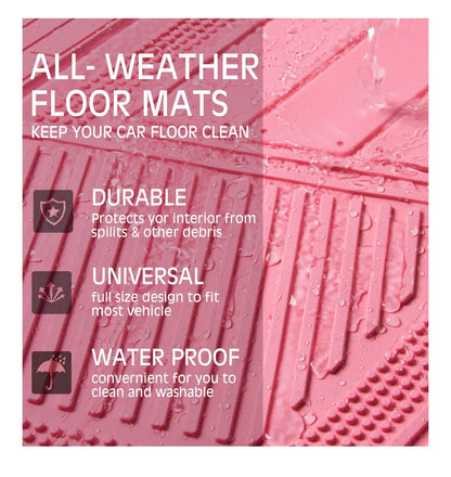 Car Pass Heavy Duty Rubber Floor Mats 4 Piece, Pink Car Mats Full Sets Anti-Slip, Waterproof Universal Trim to Fit for Car SUV Truck, Durable All Weather Automotive Car mats (Pink) (New in Box)