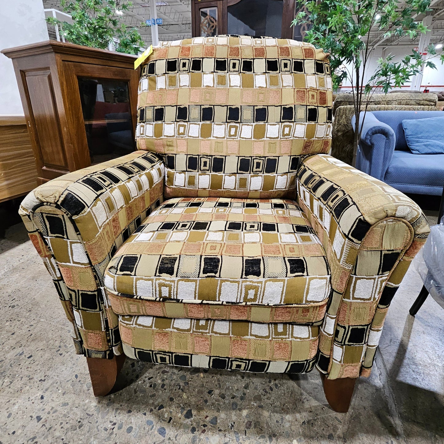 Patterned Upholstered Recliner Armchair