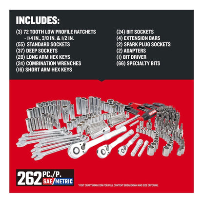 Craftsman 262-piece mechanic tool set with 3-drawer VERSASTACK box,