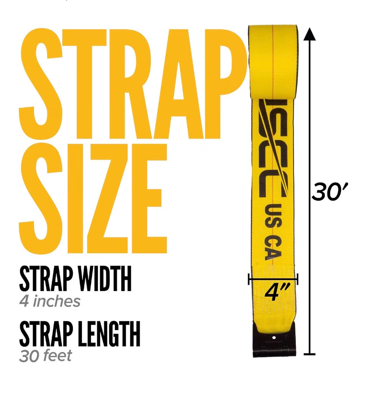 US Cargo Control 4 Inch X 30 Ft. Winch Straps with Flat Hooks & Defender (New)