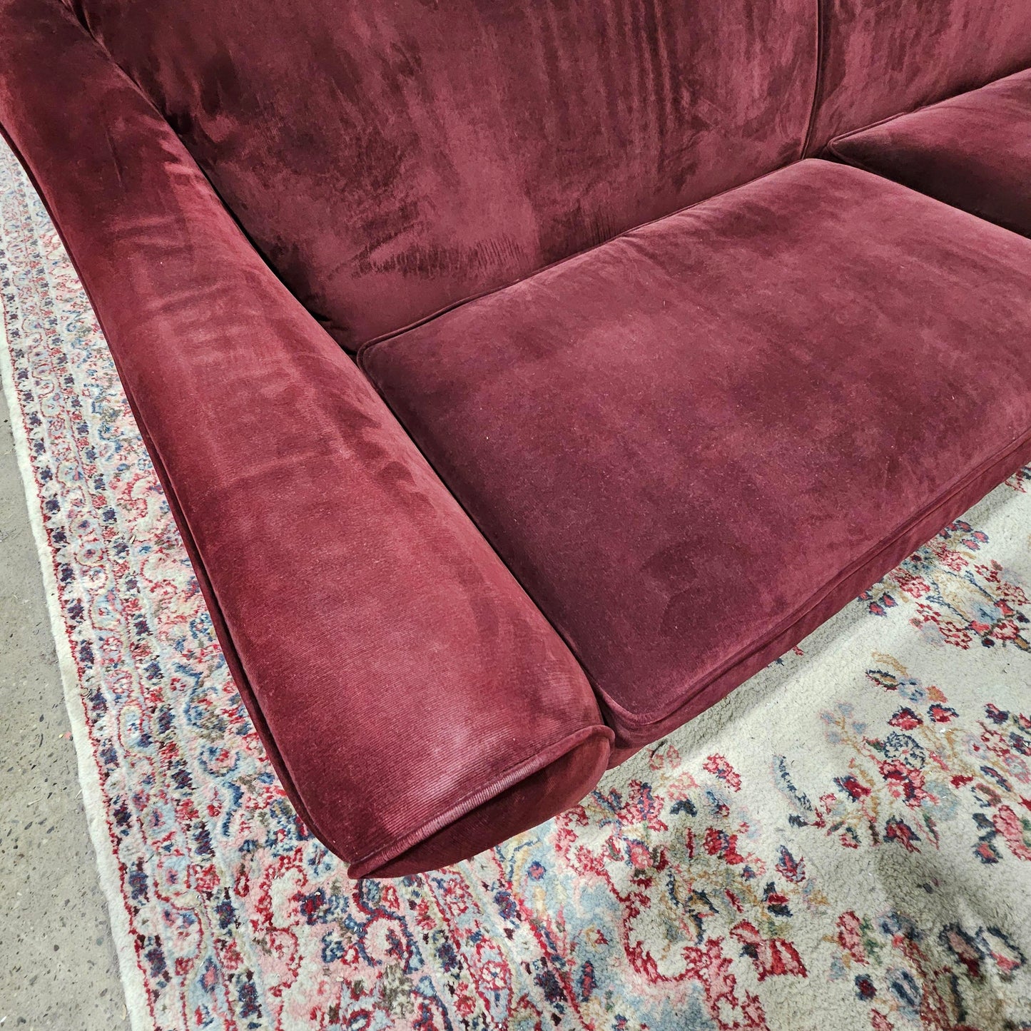 Maroon Suede Sofa