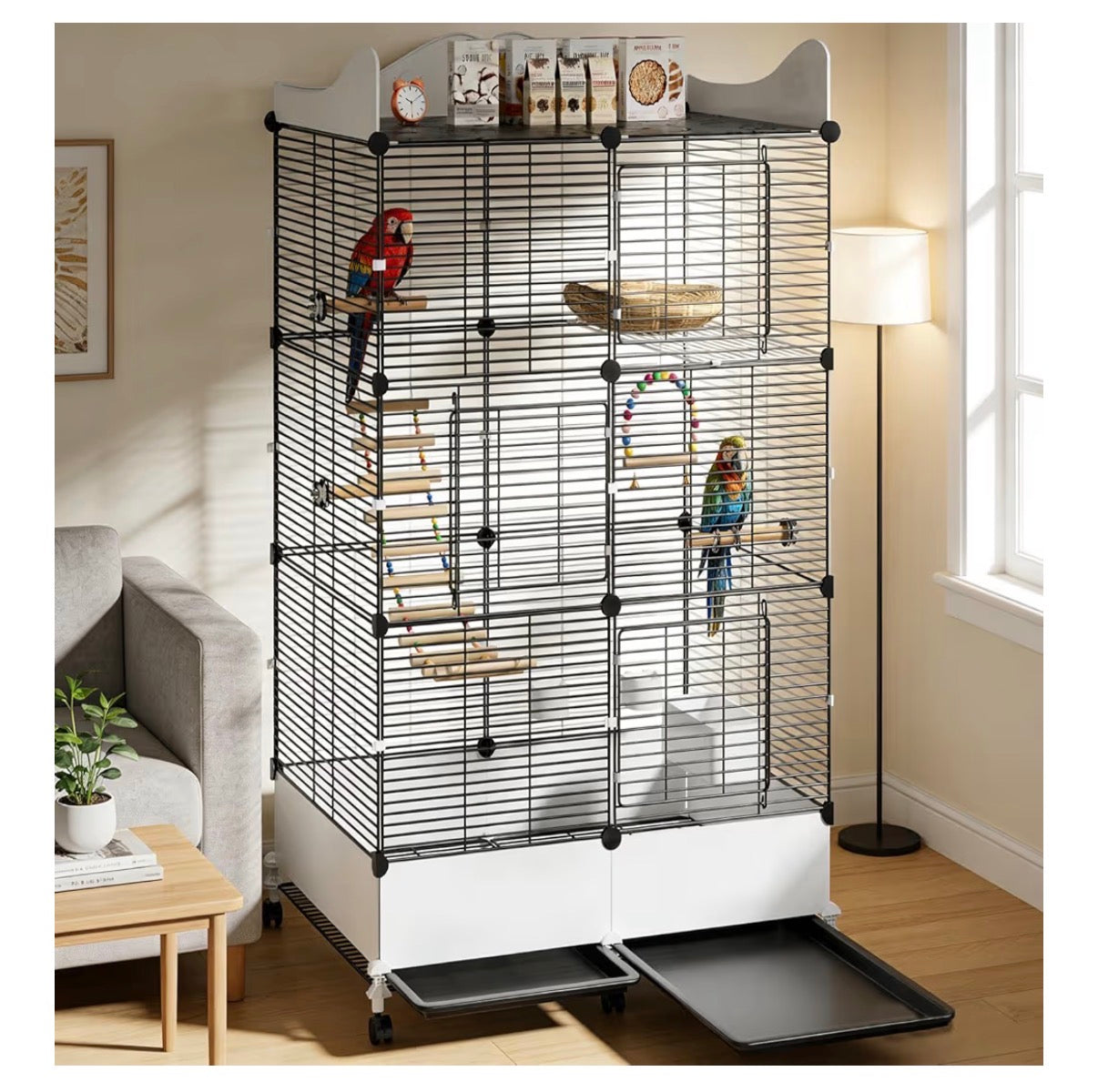 Encrypted Bird Cage Large Bird Cages 57 Inch Top Storage Space, Bottom Splash Guard with Essential Bird Supplies Durable & Spacious (New In Box)