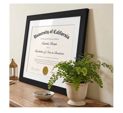 Americanflat 11 Inch X 14 Inch Diploma Frame with Shatter Resistant Glass Use as 8.5 Inch X 11 Inch Frame with Mat or Display 11 Inch X 14 Inch Documents without Mat-Certificate Frames with Engineered Wood for Wall Display (Black) (New in Box)