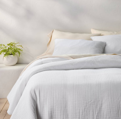 Full/Queen Textured Chambray Comforter & Sham Set