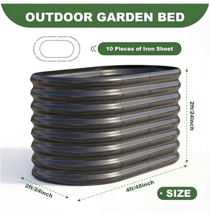 2 Pack 4 X 2 X 2 Ft. Galavanized Raised Garden Bed Outdoor, Oval Sturdy and Durable Planter Boxes for Vegetables, Fruits, Flowers and Plants, Easy Assembly (Gray) (New in Box)