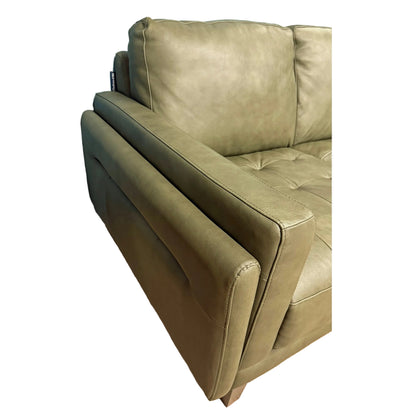 Chateau d'Ax Leather Stationary Sofa in Olive