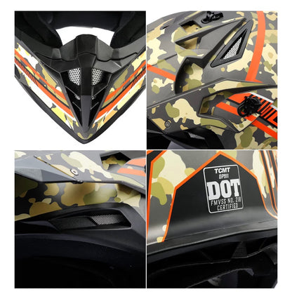 TCMT Motorcycle Dirt Bike Off-Road Motocross ATV Mountain Bike Full Face MX Helmit for Men/Women DOT Approved (New)
