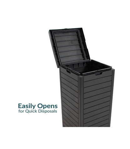 Sunnydaze 39 Gallon Patio Trash Can with Lid Outdoor Garbage Can with Built-in Drip Tray (New in Box) (Assembly Required)
