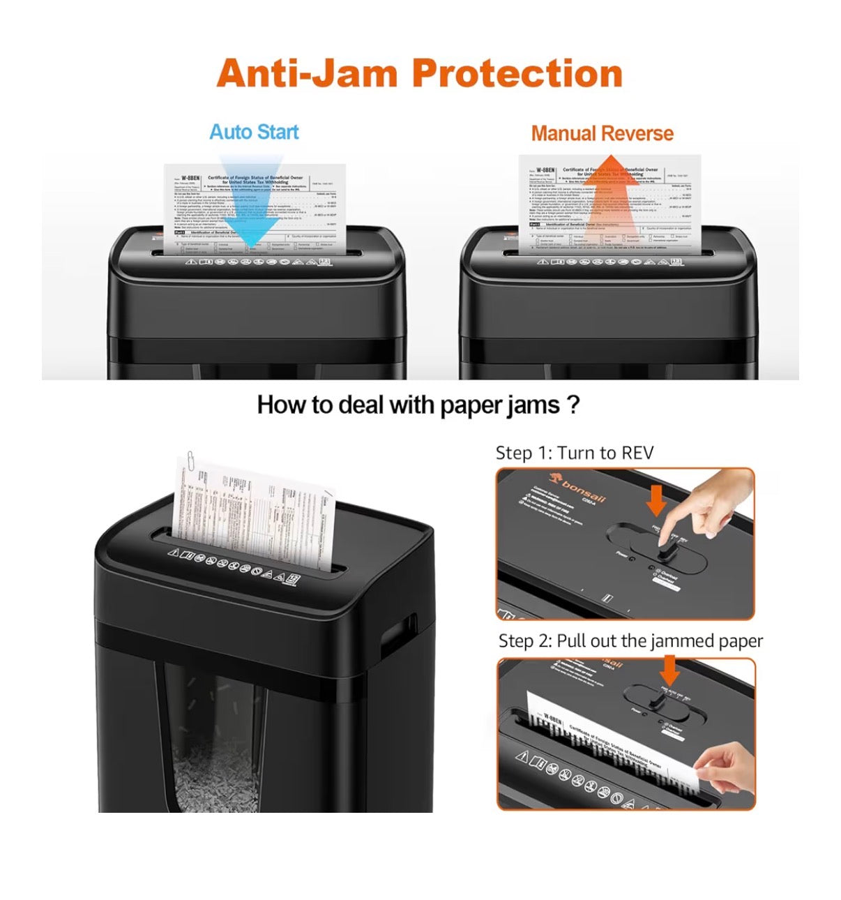 Bonsaii 12 Sheet Paper Shredder for Home Office, Heavy Duty Cross Cut Shredder with 5.5 Gal Pullout Bin