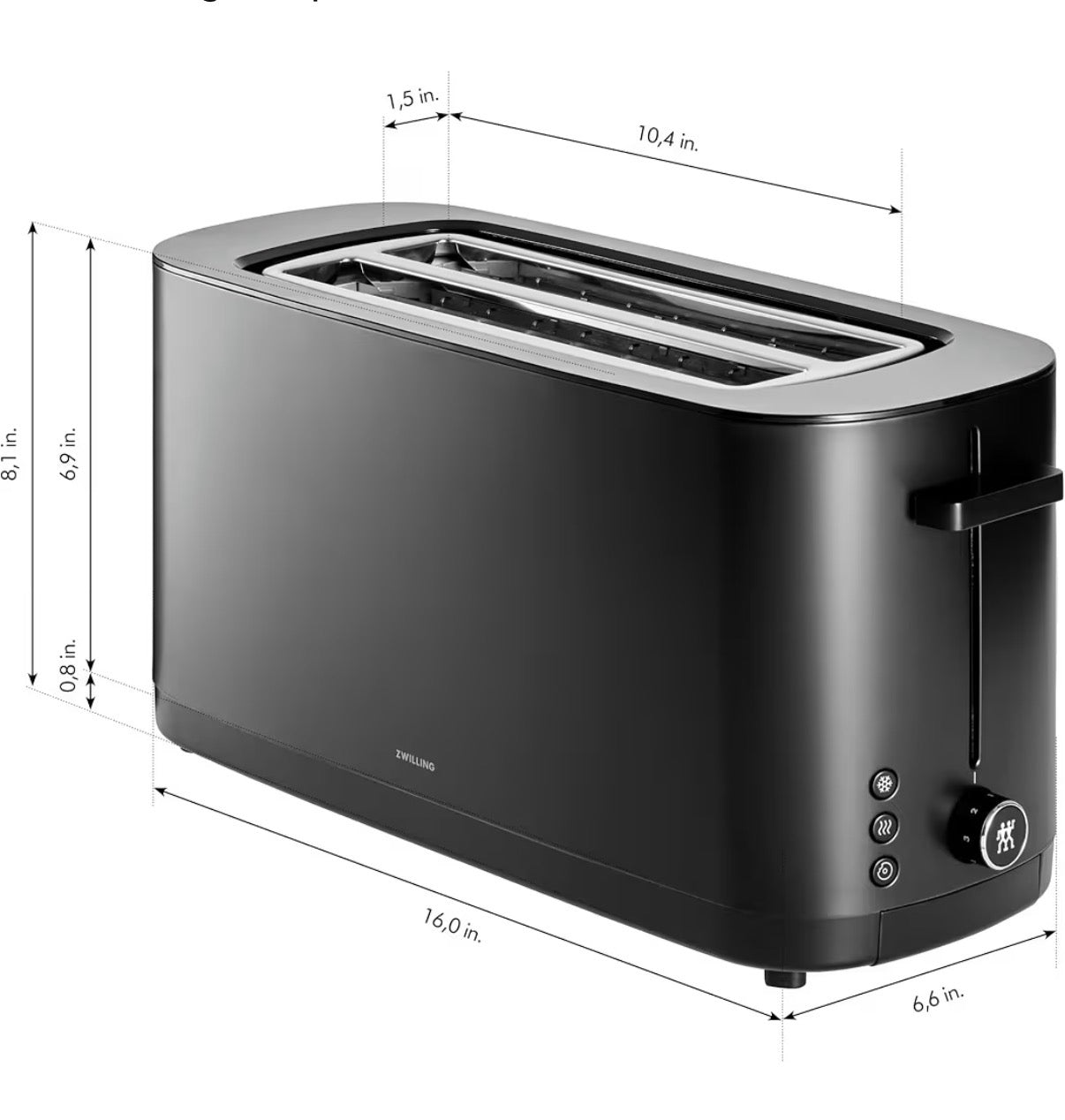 Zwilling Enfinigy 4 Slice Long Slot Toaster, Extra Wide 1.5 Inch Slots, Fits Bagels, Artisan Bread & Pastries - Conststant Toasting, Every Time Cool Touch Exterior for Safety (New in Box)