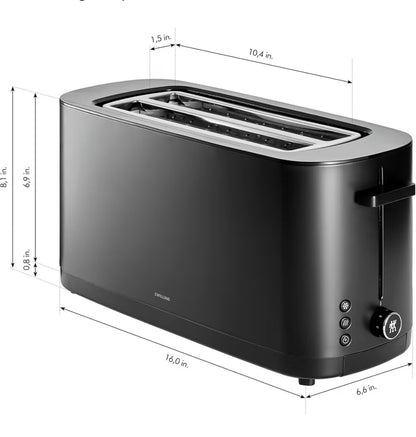 Zwilling Enfinigy 4 Slice Long Slot Toaster, Extra Wide 1.5 Inch Slots, Fits Bagels, Artisan Bread & Pastries - Conststant Toasting, Every Time Cool Touch Exterior for Safety (New in Box)