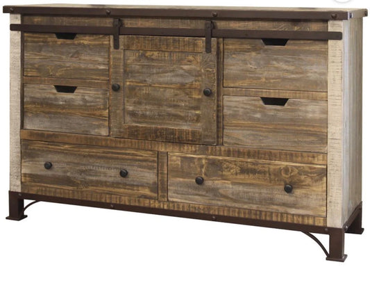 Brown Solid Wood 6-Drawer Dresser