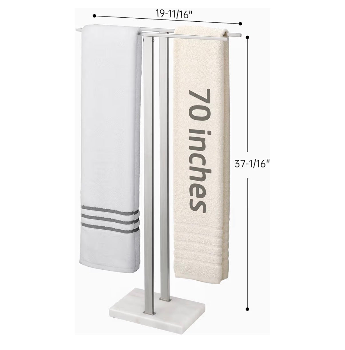 KES Standing Towl Rack Taller Version 37 Inch Height Bathroom Towel Rack Stand with Marble Base, Free Standing Towel Holder Stand (Stainless Steel Brushed Finish) (New in Box)