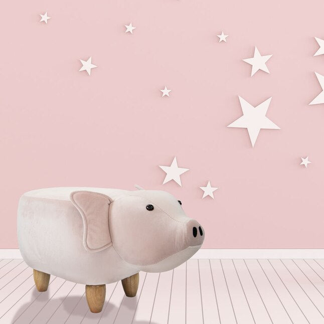 Critter Sitters Modern Pink Pig Ottoman