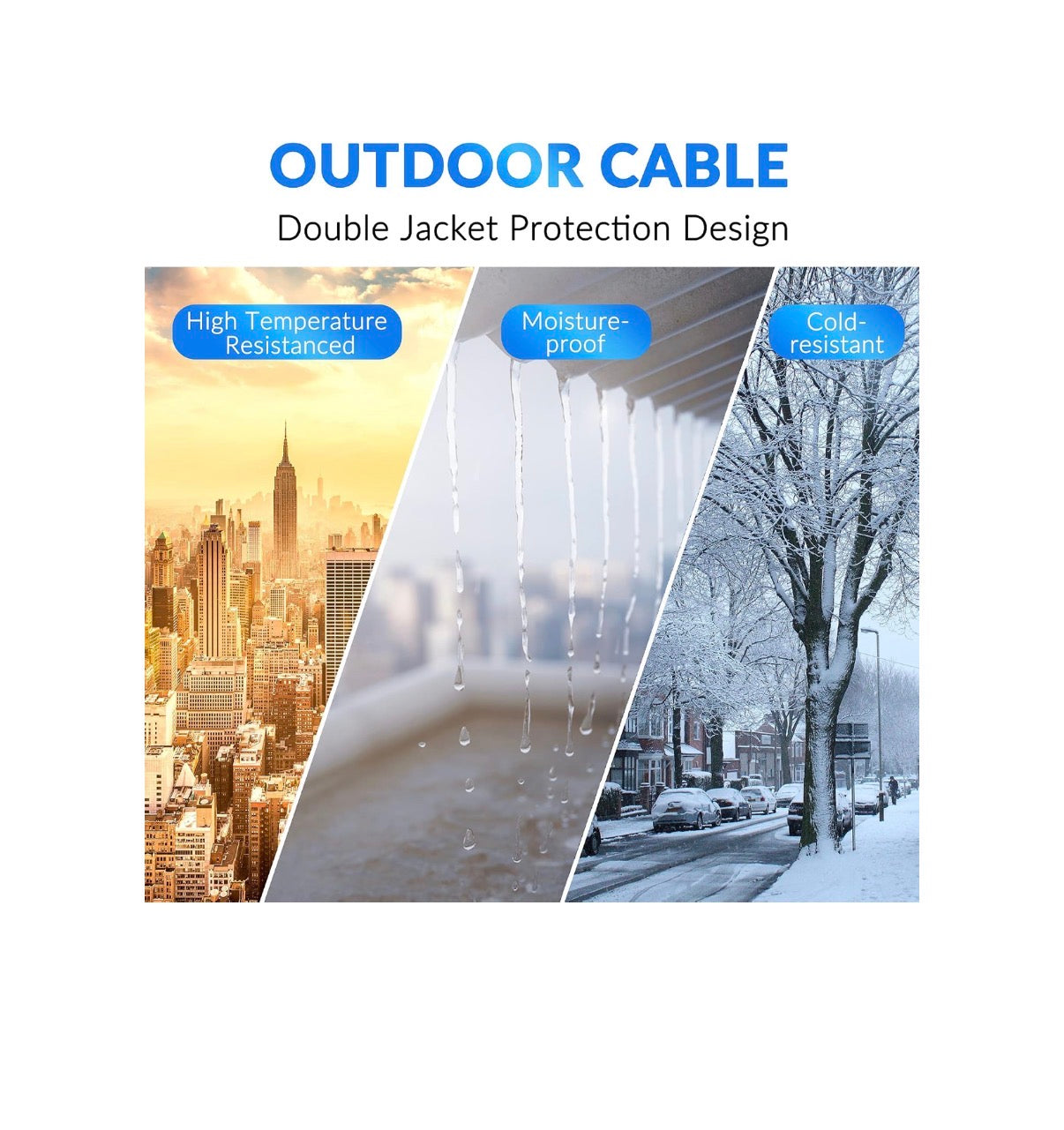 Cat6 Outdoor Ethernet Cable 350ft. Heavy Duty Double Jackets Internet Cord, Waterproof, Direct Burial (From 25ft. to 500ft Support PoE, Cat6, Cat5e, Cat5 Network, Cat6 RJ45 Patch Cable with 25 Ties