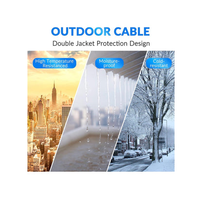 Cat6 Outdoor Ethernet Cable 350ft. Heavy Duty Double Jackets Internet Cord, Waterproof, Direct Burial (From 25ft. to 500ft Support PoE, Cat6, Cat5e, Cat5 Network, Cat6 RJ45 Patch Cable with 25 Ties