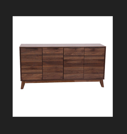 Flash Furniture 60 Inch Buffet Cabinet with 4 Soft Close Doors and Adjustable Shelves (Dark Walnut) (New in Box)