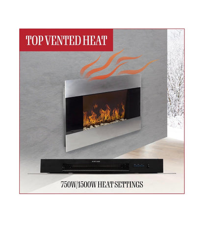 Northwest Electric Fireplace 36 Inch X 8.6 Inch X 22 Inch (Silver) (New in Box)