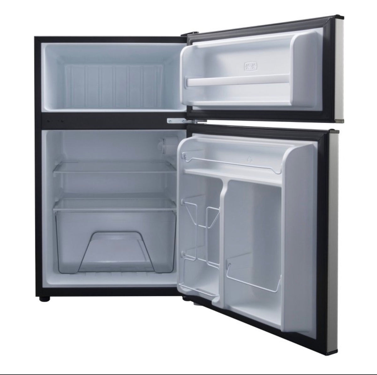 Whirlpool 3.1 Cu Ft. Mini Refrigerator Stainless Steel Energy Star Certified Dorm Fridge, Reversible Door, 2 Shelves (New in Box)