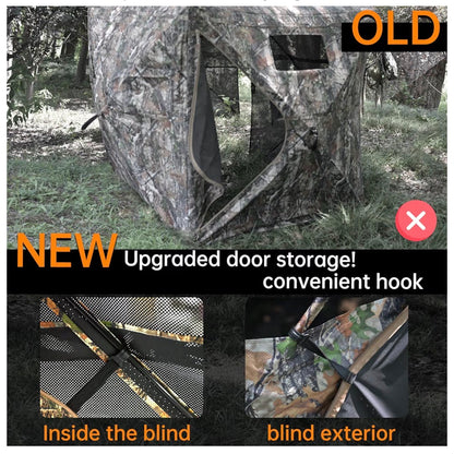 360 Degree See-Through Pop-Up Hunting Blind, 1-2 & 3-4 Person Ground Blind for Deer and Turkey with Single/Double Doors, Mud Flap and Portable Carry Bag (New in Box)