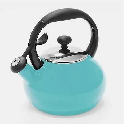 New Chantal The Button TeaKettle Aqua with Stay-Cool Handle