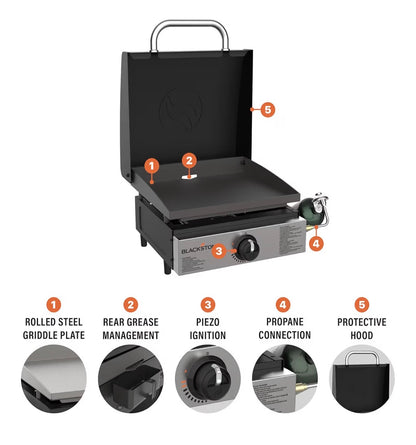 Blackstone 1814 Propane Gas Griddle- 17 inch black stainless steel portable flat top