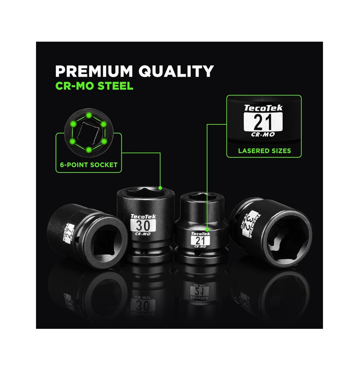 3/4 Inch Drive Shallow 6 Point Impact Socket Set, 15 Piece Heavy Duty Impact Socket Set, CR-MO, Metric (17mm to 55mm) Enhanced Storage Case (New in Box)