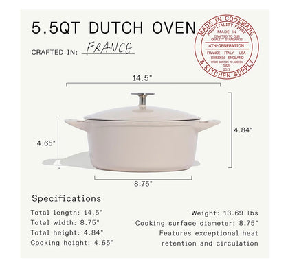 Made In Cookware 5.5 Dutch (Linen) Cast Iron Professional Cookware