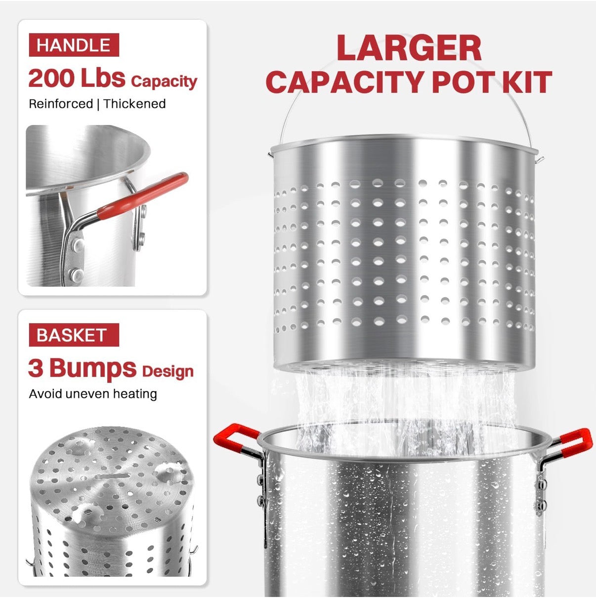 36 Qt. Outdoor Fryer - Turkey Fryer - Seafood Boil Pot, Cover & Skimmer included - 50,000BTU Propane Burner, Aluminum Deep Fryer Pot with Basket, Crab, Seafood & Crawfish Boiler