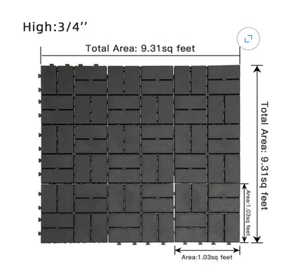 Domi Plastic Interlocking Deck Tiles, 44 Pieces One Pack, 12 Inch X 12 Inch Waterproof Outdoor Flooring All Weather Use Decking Tiles for Shed, Floor, Porch, Poolside, Garden, Backyard (Dark Gray) (New in Box)